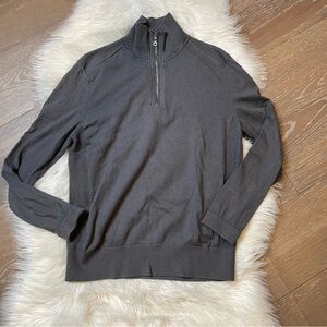 🔥 BR Banana Republic Gray Mock Neck 1/4 Zip Sweater M